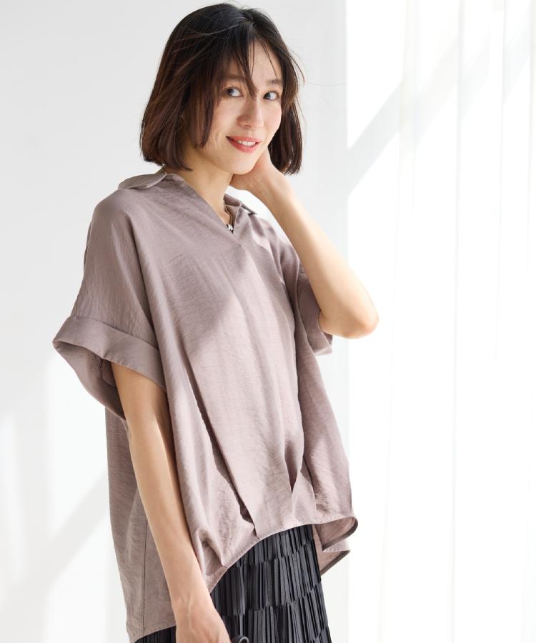 シューラルー SHOO･LA･RUE 【シューアイス】裾タックスキッパーシャツ （ブルーグリーン(097)） ブルーグリーン(097)