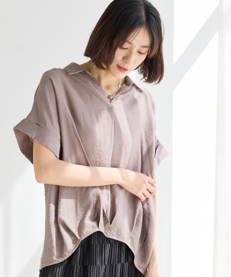 シューラルー SHOO･LA･RUE 【シューアイス】裾タックスキッパーシャツ （ブルーグリーン(097)） ブルーグリーン(097)