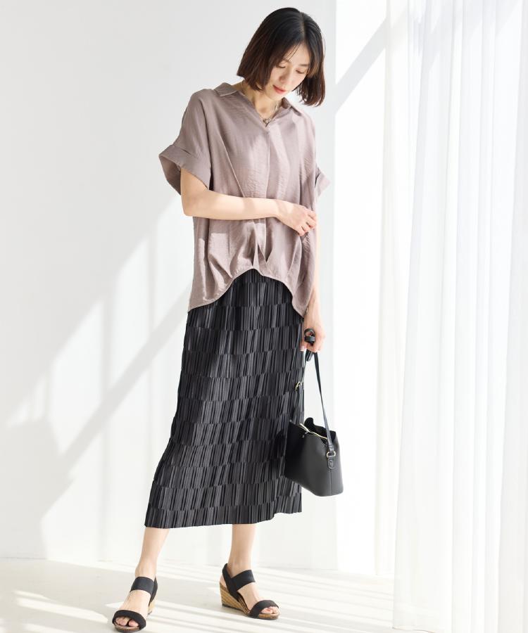 シューラルー SHOO･LA･RUE 【シューアイス】裾タックスキッパーシャツ （ブルーグリーン(097)） ブルーグリーン(097)