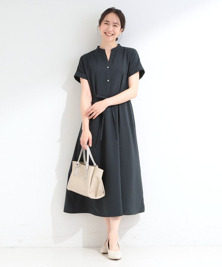 シューラルー SHOO･LA･RUE 【洗濯機可／洗濯後しわになりにくい】ウエストタックフレンチワンピース （ベージュ(052)） ベージュ(052)
