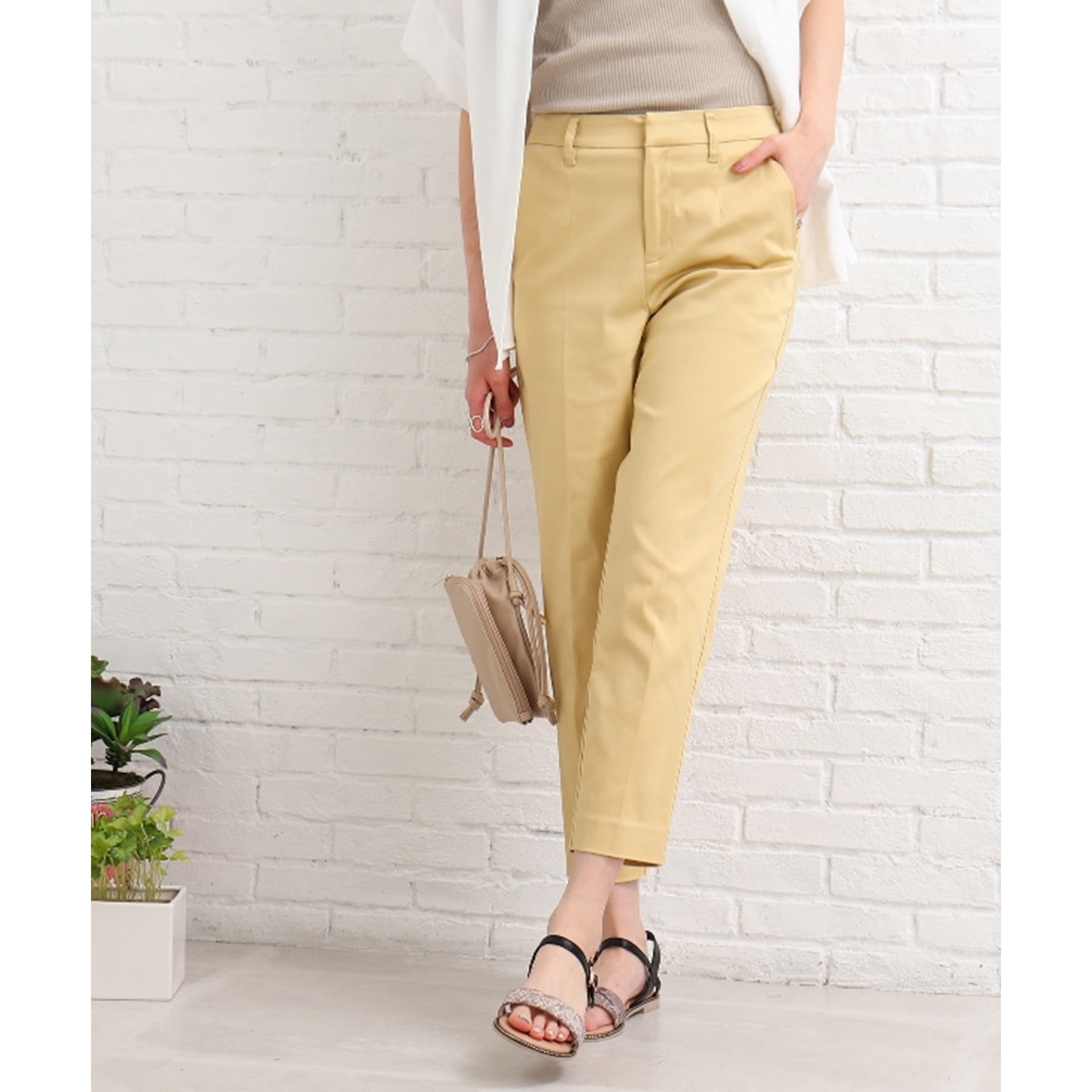 SHOO・LA・RUE [3D scan/SS-3L/beautiful] Hollow yarn satin stick pants