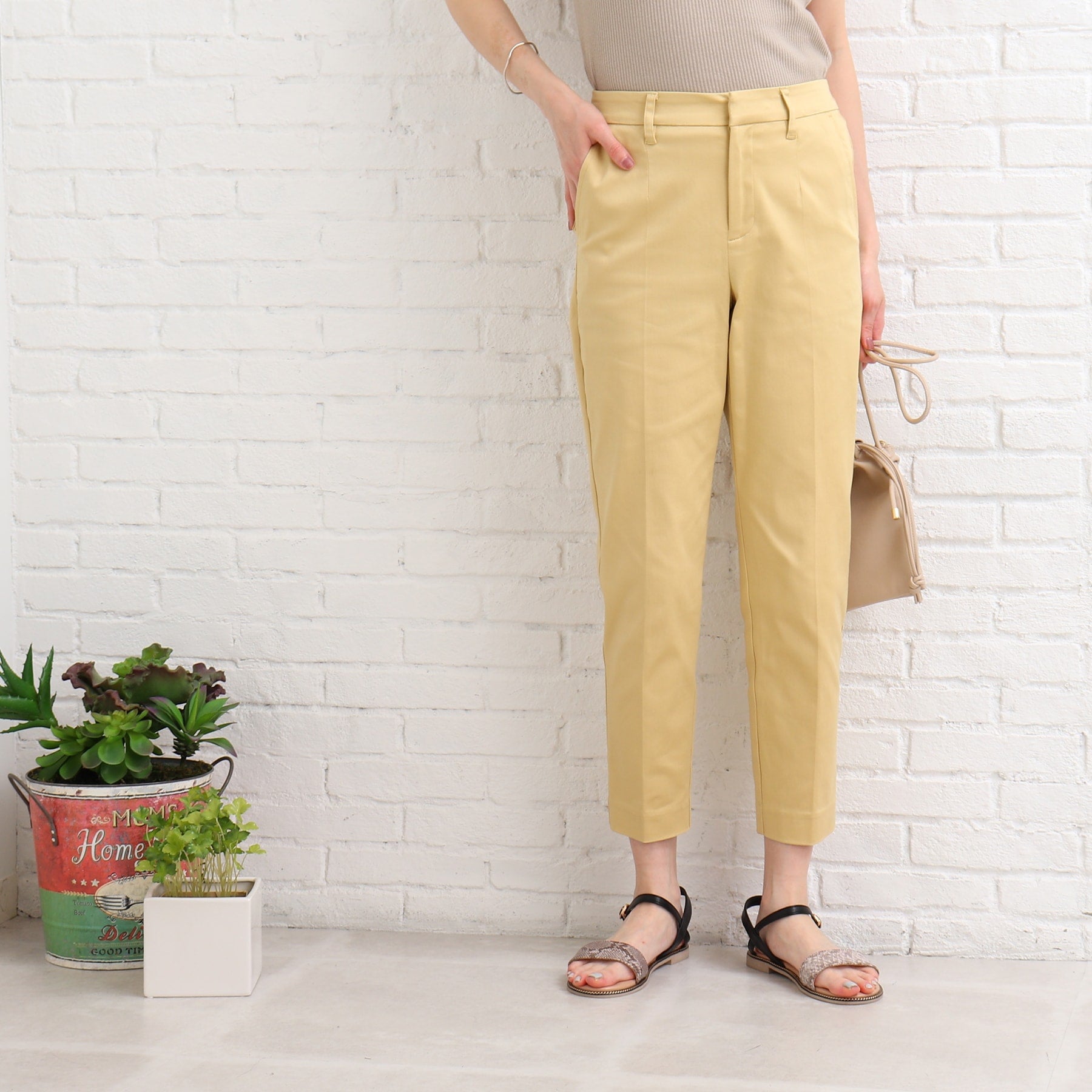 SHOO・LA・RUE [3D scan/SS-3L/beautiful] Hollow yarn satin stick pants