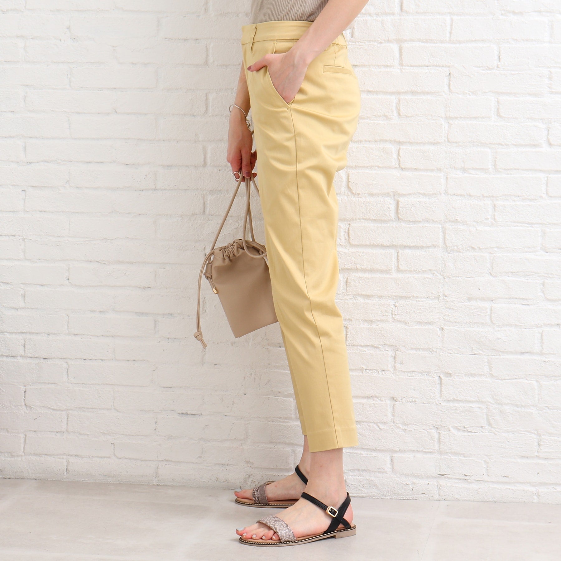 SHOO・LA・RUE [3D scan/SS-3L/beautiful] Hollow yarn satin stick pants