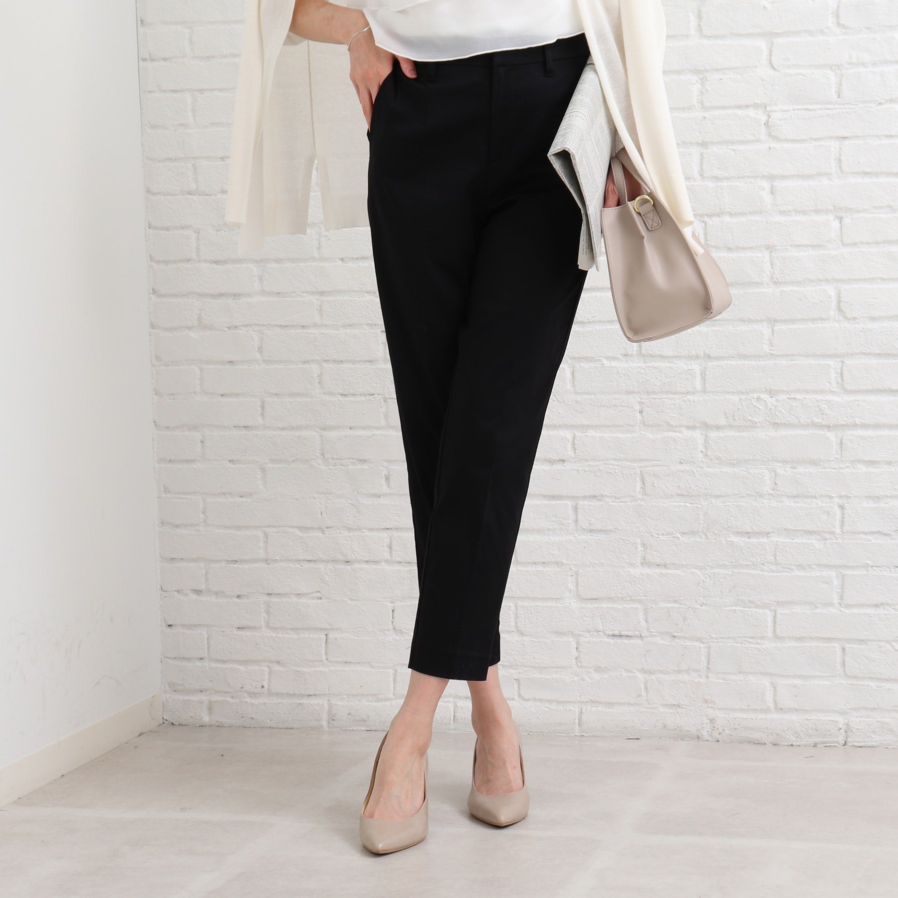 SHOO・LA・RUE [3D scan/SS-3L/beautiful] Hollow yarn satin stick pants