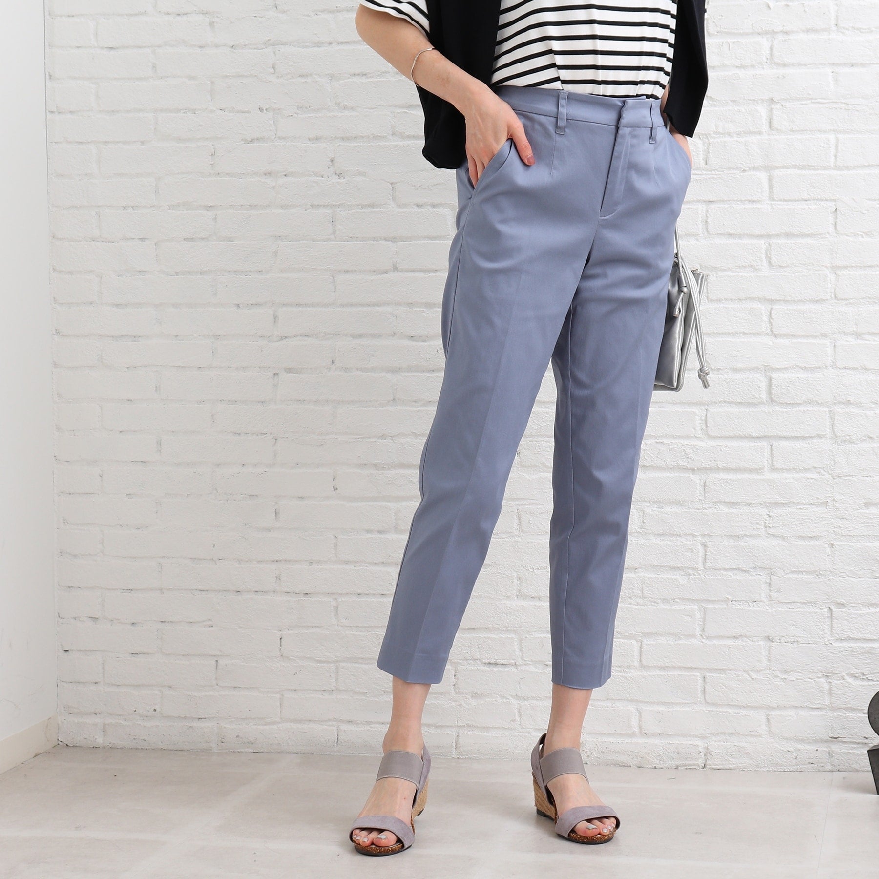 SHOO・LA・RUE [3D scan/SS-3L/beautiful] Hollow yarn satin stick pants