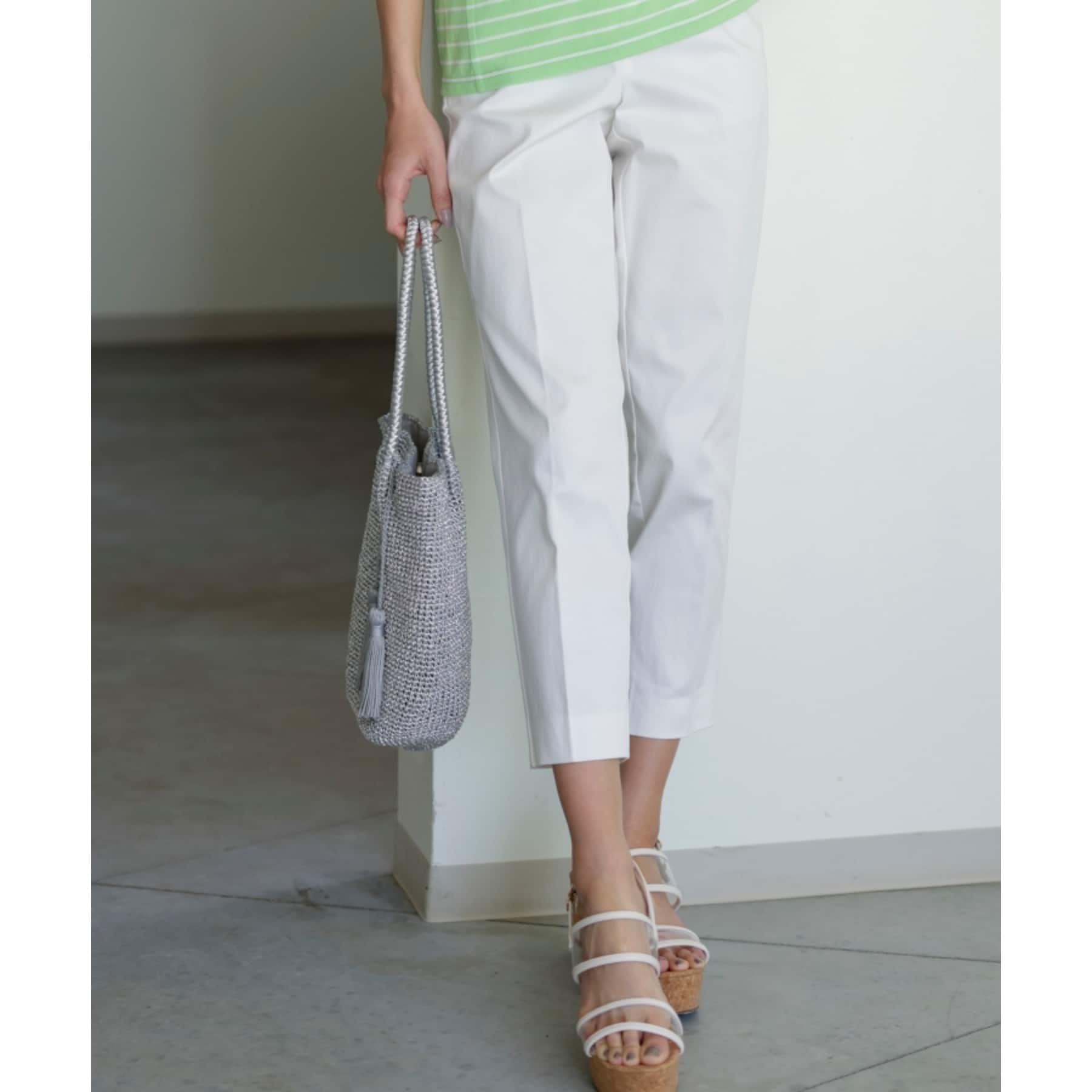 SHOO・LA・RUE [3D scan/SS-3L/beautiful] Hollow yarn satin stick pants