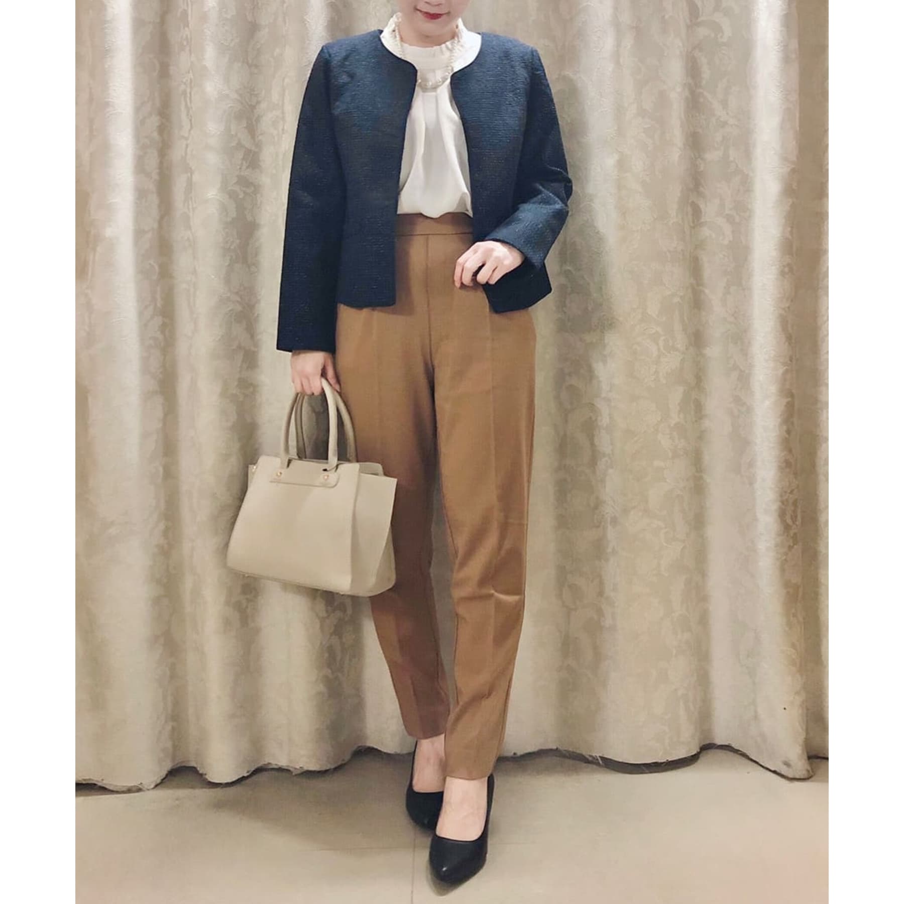 シューラルー SHOO・LA・RUE ツイードクルーネックジャケット