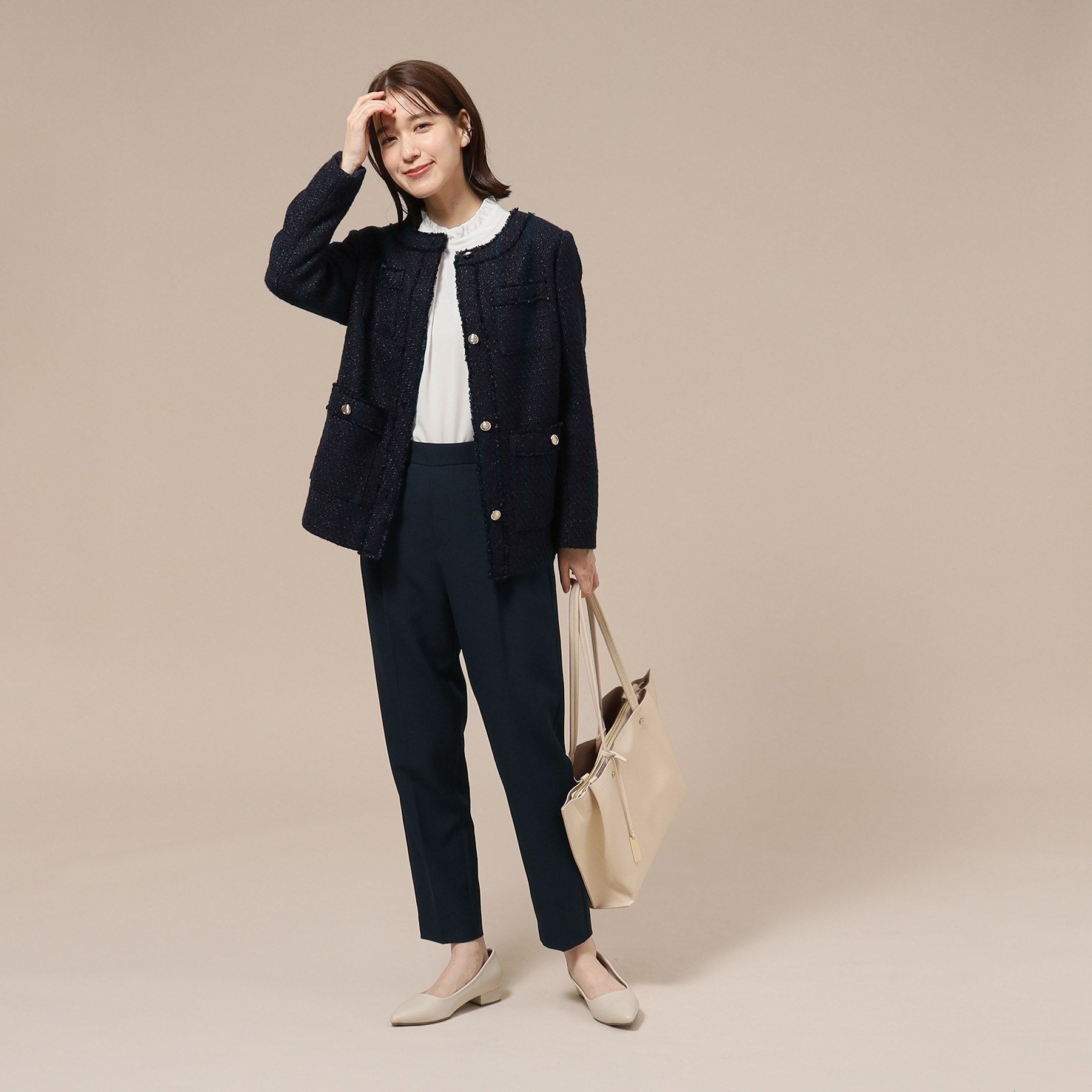 SHOO・LA・RUE Double Cross Pull-On Tapered Pants