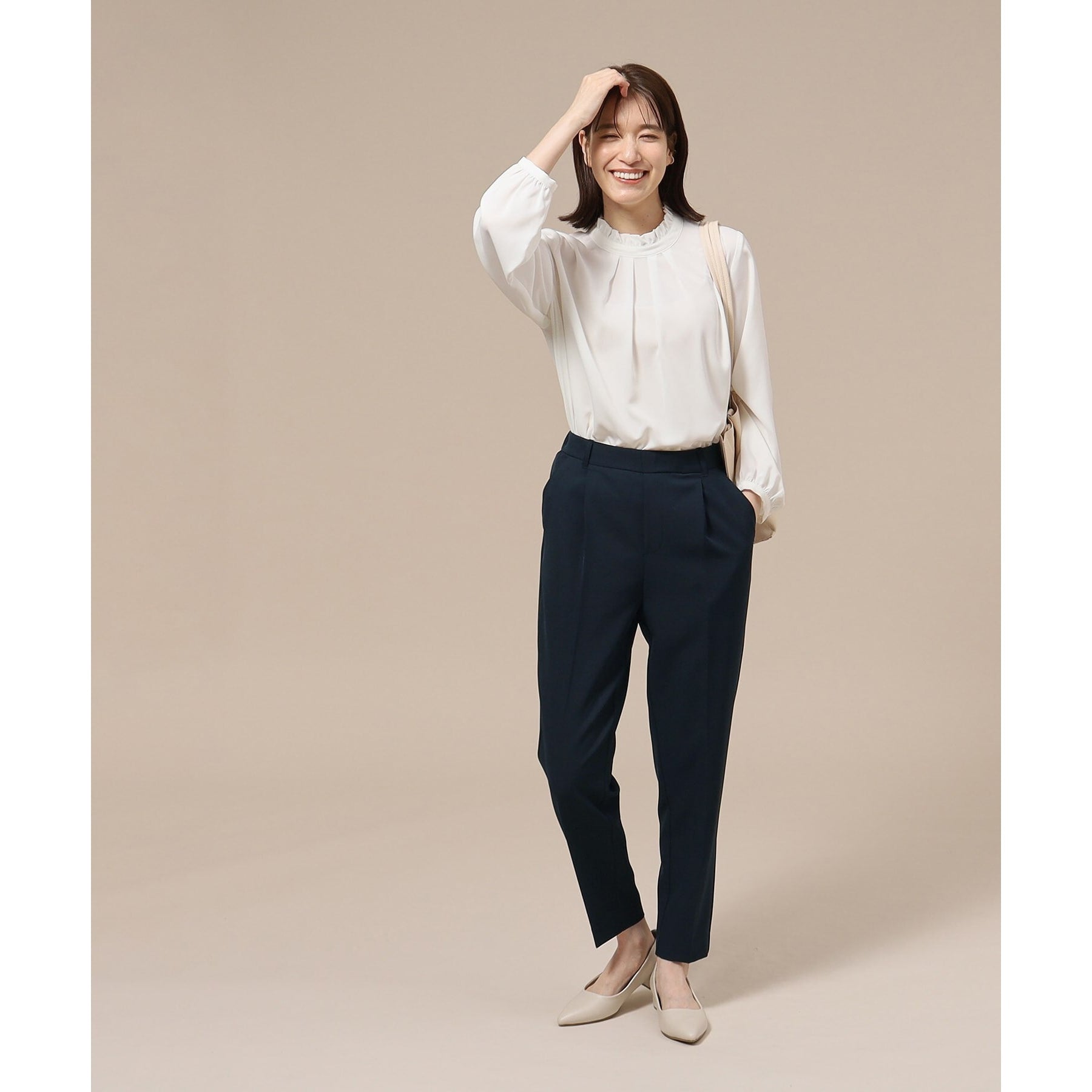 SHOO・LA・RUE Double Cross Pull-On Tapered Pants