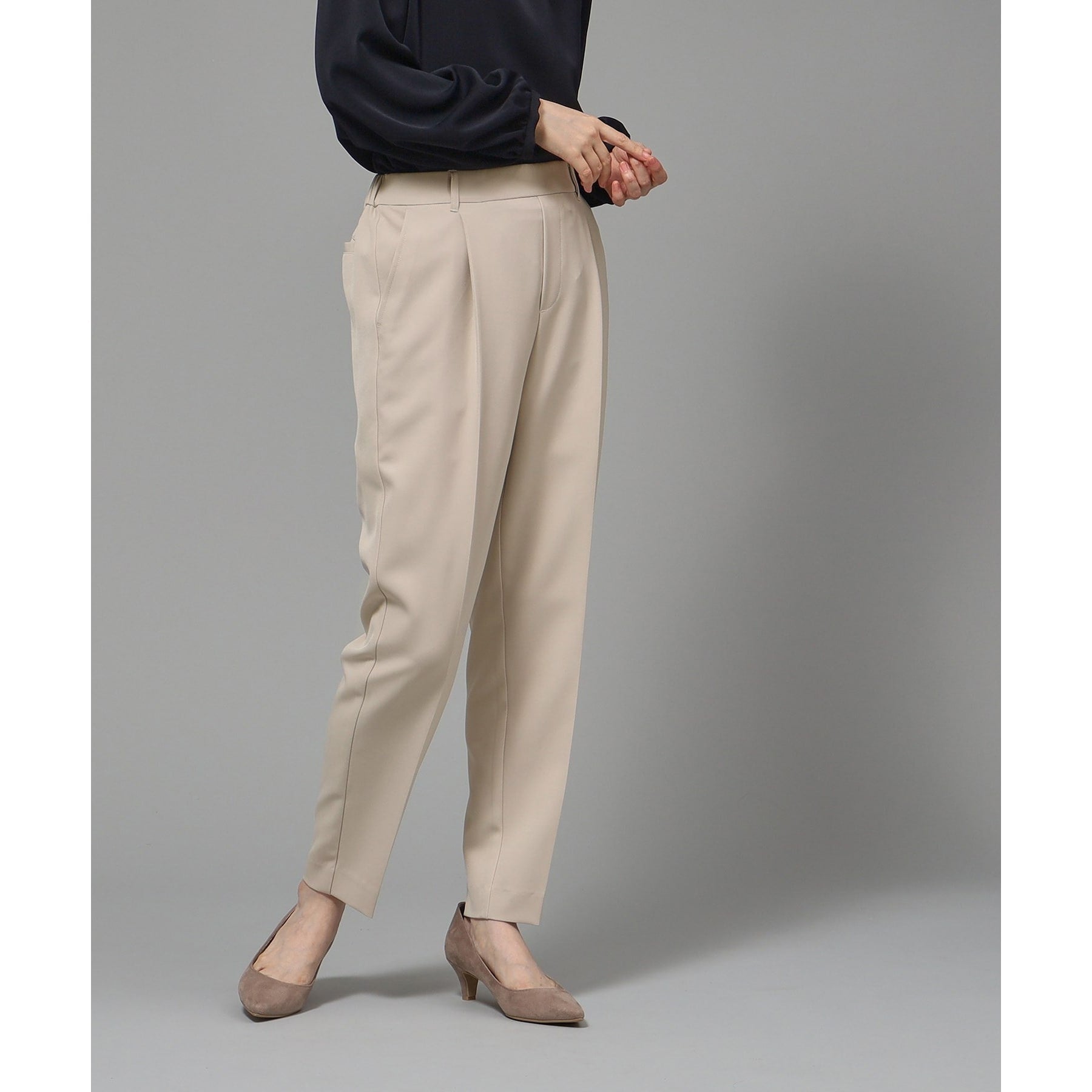 SHOO・LA・RUE Double Cross Pull-On Tapered Pants