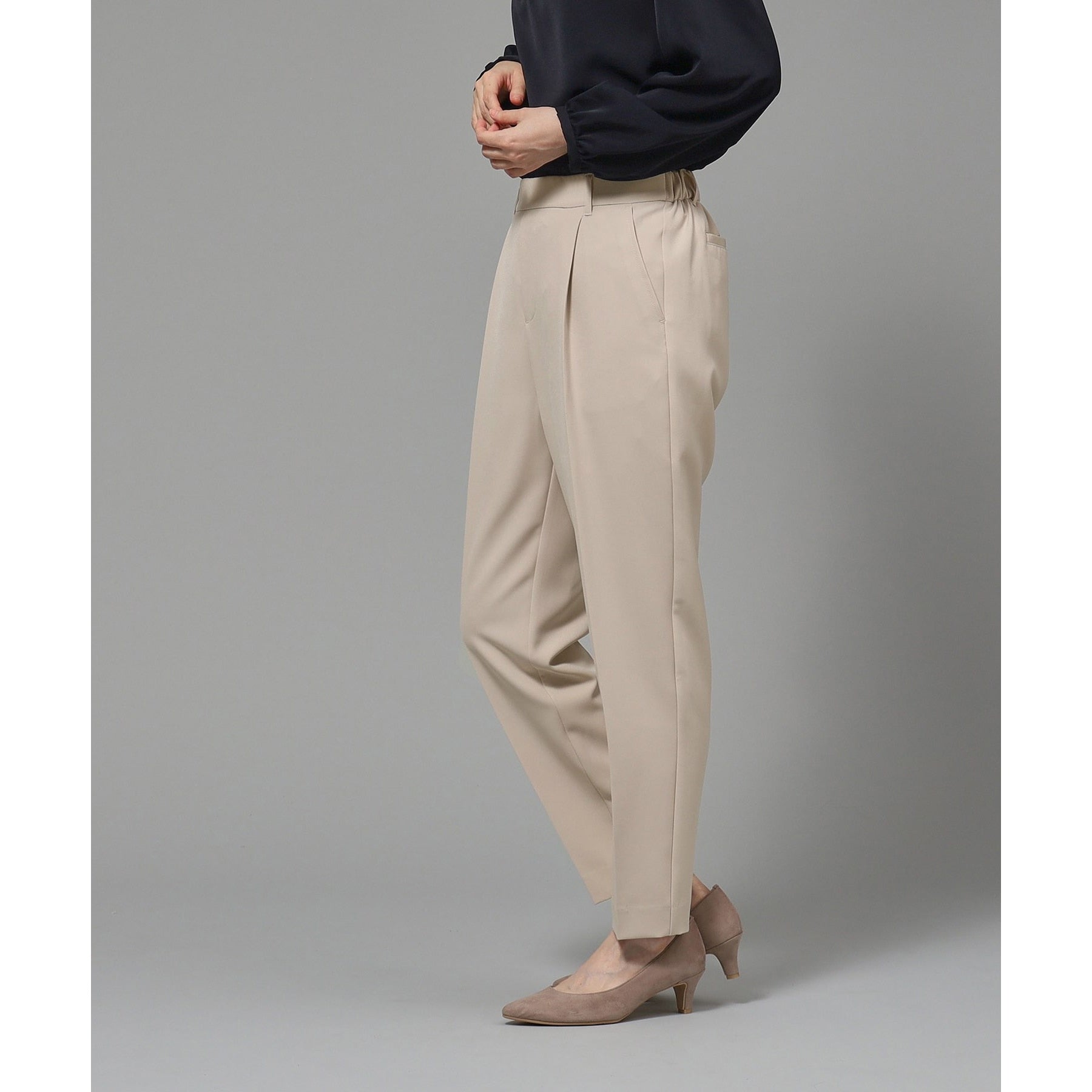 SHOO・LA・RUE Double Cross Pull-On Tapered Pants