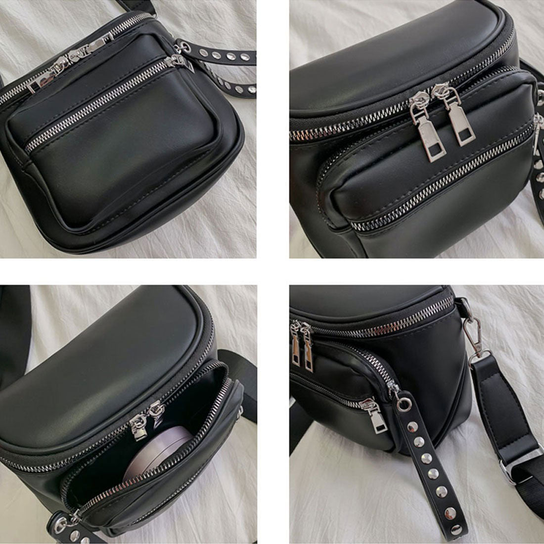ショッピングゴー shoppinggo ショルダーバッグ ミニ レディースバッグ お財布ポシェット 斜めがけ 軽量 大人 3way スタッズ黒