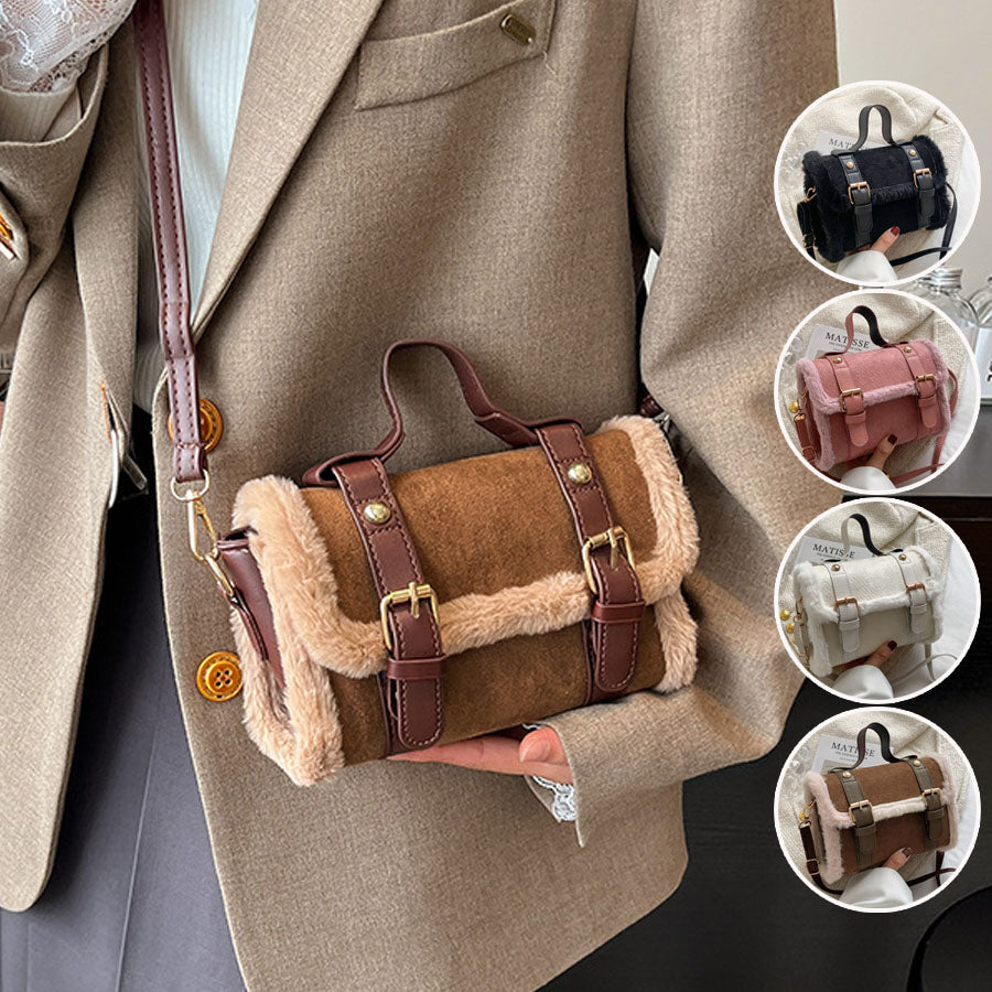 ショッピングゴー shoppinggo ファー付き2WAYミニショルダーバッグ レディースバッグショルダーバッグハンドバッグ （ブラック） ブラック