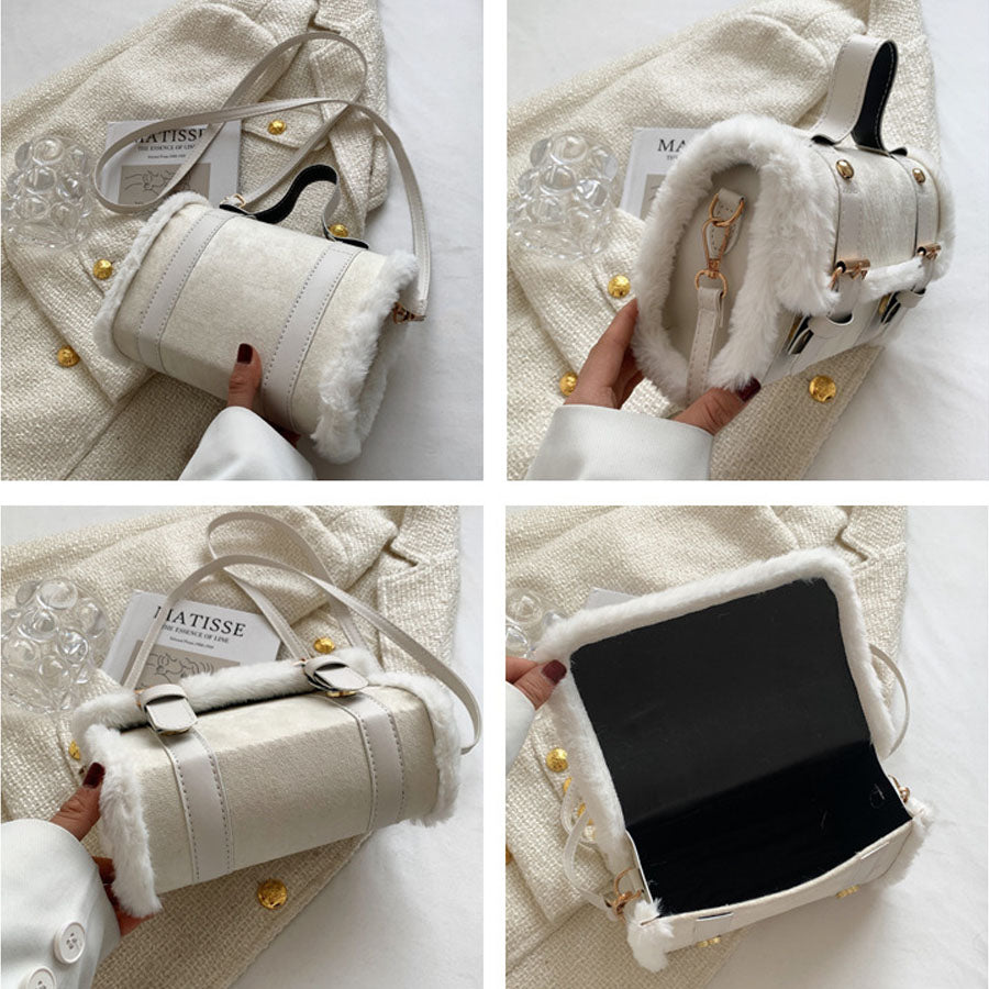 ショッピングゴー shoppinggo ファー付き2WAYミニショルダーバッグ レディースバッグショルダーバッグハンドバッグ （ブラック） ブラック