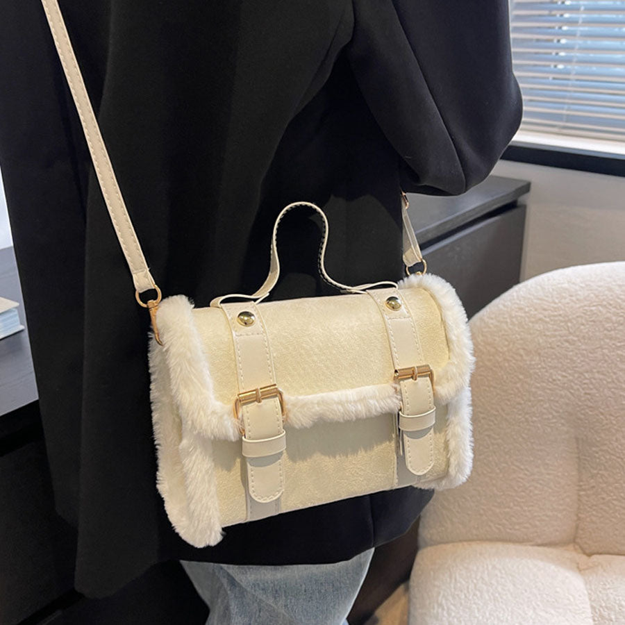 ショッピングゴー shoppinggo ファー付き2WAYミニショルダーバッグ レディースバッグショルダーバッグハンドバッグ （ブラック） ブラック