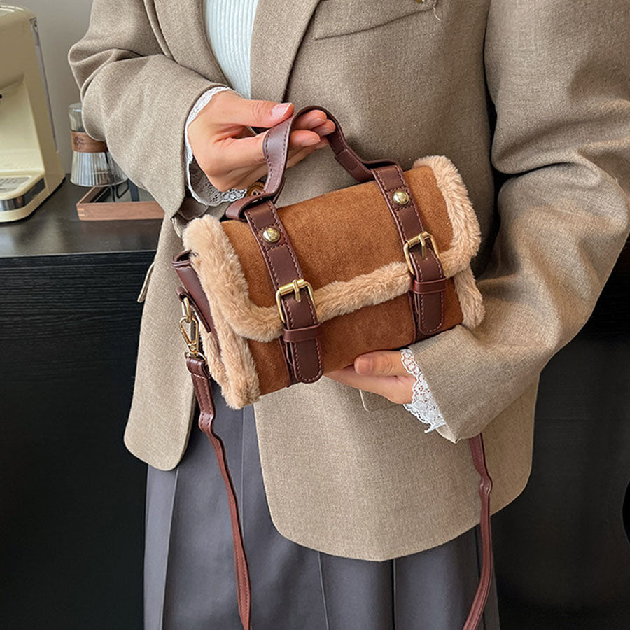 ショッピングゴー shoppinggo ファー付き2WAYミニショルダーバッグ レディースバッグショルダーバッグハンドバッグ （ブラック） ブラック