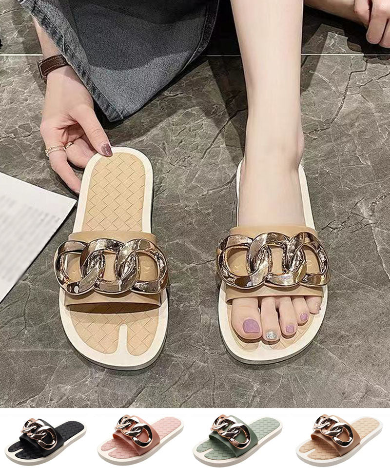 Shopping Go Shopping Go涼鞋女拖鞋易穿平底涼鞋穆勒鞋美腿平底夏季涼鞋
