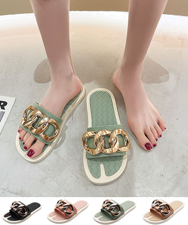 ショッピングゴー shoppinggo サンダル レディース スリッパ 履きやすい フラットサンダル ミュール 美脚 ぺたんこ 夏サンダル,グリーン