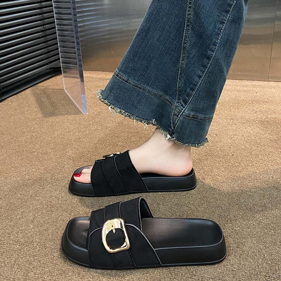 ショッピングゴー shoppinggo サンダル レディース スリッパ 履きやすい フラットサンダル ミュール 美脚 ぺたんこ 夏サンダル （キャメル） キャメル