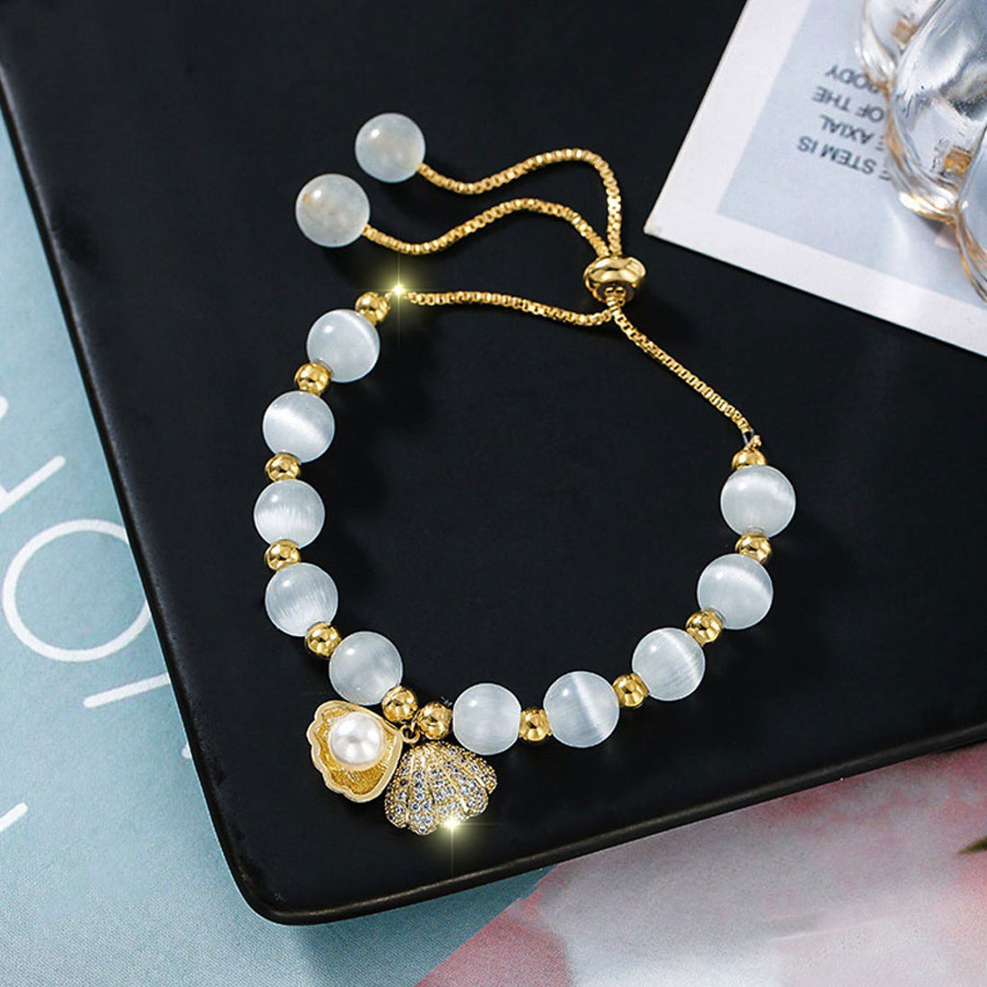 ショッピングゴー shoppinggo ブレスレット レディース アクセサリー 貝パープルモチーフ オシャレ 調節可能 人気 アクセサリー エレガント 可愛い おしゃれ