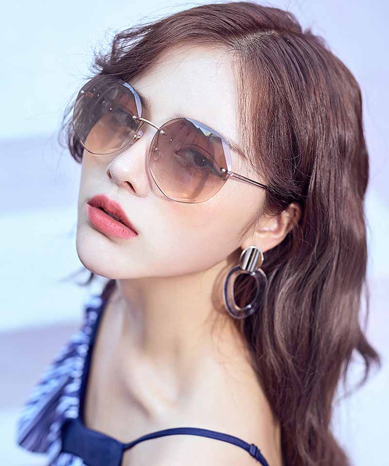 ショッピングゴー shoppinggo サングラス フレームレス UVカット UV対策 眼鏡 メガネ 小顔効果 紫外線対策 運転用 大きめ 紫外線カット スポーツ 軽量,ブラウン