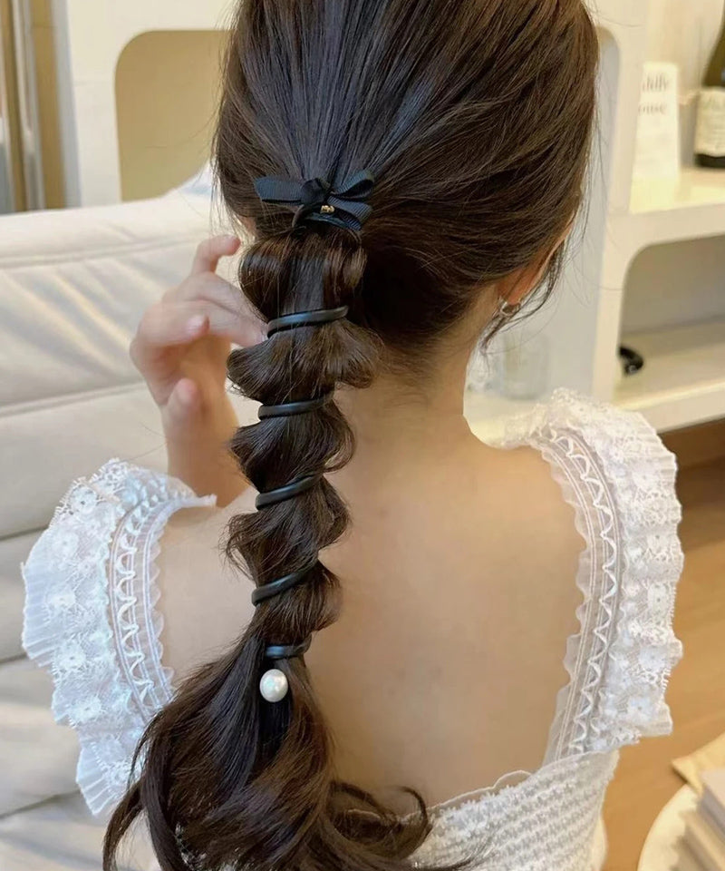 ショッピングゴー shoppinggo プリングヘアゴム くるくる ヘアアクセサリー ハート オシャレ 髪飾り ヘアゴム コイルポニー ワイヤーポニー まとめ髪