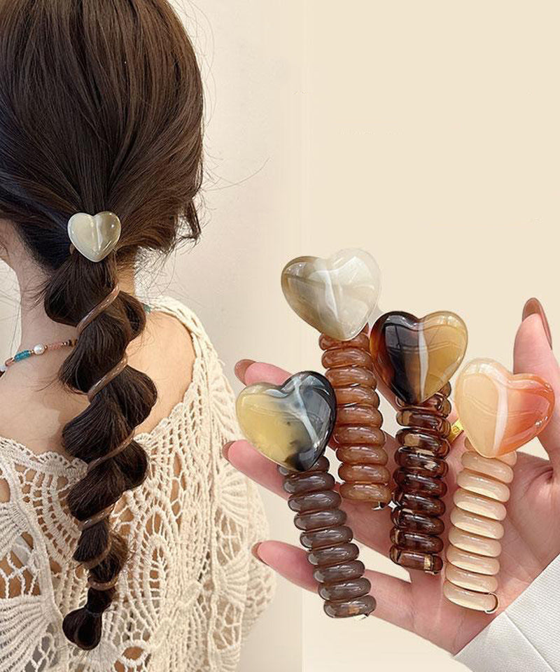 ショッピングゴー shoppinggo プリングヘアゴム くるくる ヘアアクセサリー ハート オシャレ 髪飾り ヘアゴム コイルポニー ワイヤーポニー まとめ髪 プチプラ