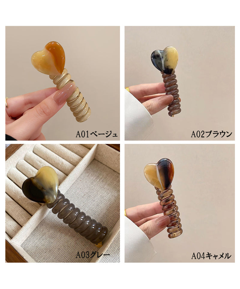 ショッピングゴー shoppinggo プリングヘアゴム くるくる ヘアアクセサリー ハート オシャレ 髪飾り ヘアゴム コイルポニー ワイヤーポニー まとめ髪 プチプラ