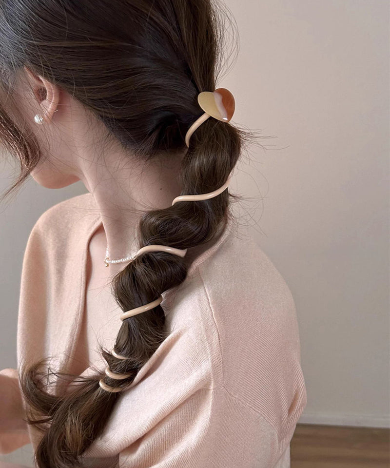 ショッピングゴー shoppinggo プリングヘアゴム くるくる ヘアアクセサリー ハート オシャレ 髪飾り ヘアゴム コイルポニー ワイヤーポニー まとめ髪 プチプラ