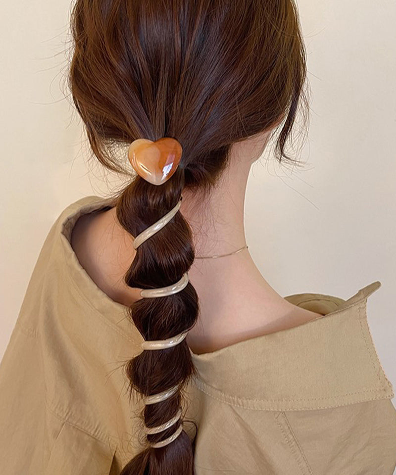 ショッピングゴー shoppinggo プリングヘアゴム くるくる ヘアアクセサリー ハート オシャレ 髪飾り ヘアゴム コイルポニー ワイヤーポニー まとめ髪 プチプラ