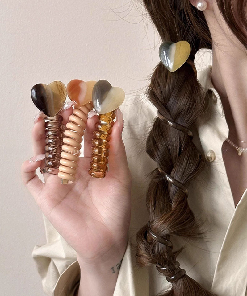 ショッピングゴー shoppinggo プリングヘアゴム くるくる ヘアアクセサリー ハート オシャレ 髪飾り ヘアゴム コイルポニー ワイヤーポニー まとめ髪 プチプラ