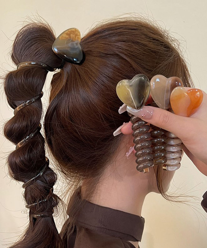 ショッピングゴー shoppinggo プリングヘアゴム くるくる ヘアアクセサリー ハート オシャレ 髪飾り ヘアゴム コイルポニー ワイヤーポニー まとめ髪 プチプラ