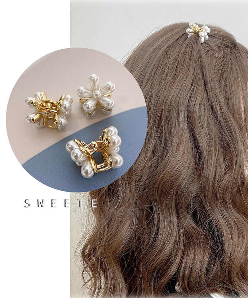 ショッピングゴー shoppinggo ミニヘアクリップ バンスクリップ 花 パール 1個入り ヘア留め ヘアアクセサリー 前髪 かわいい オシャレ 髪飾り