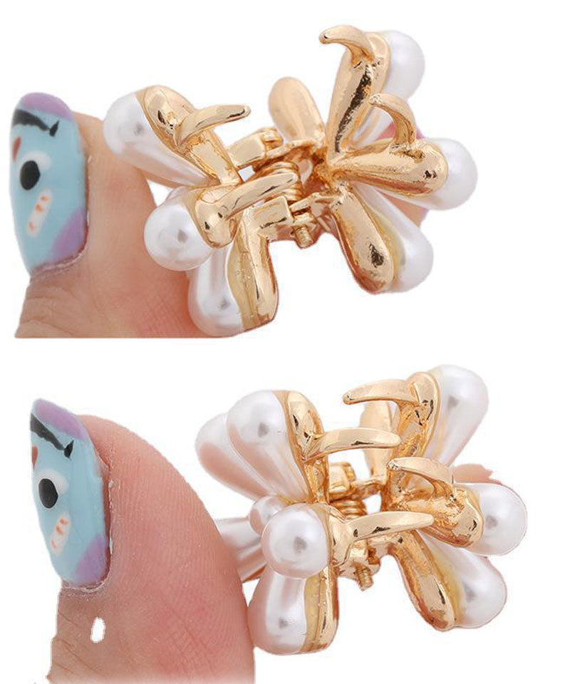 ショッピングゴー shoppinggo ミニヘアクリップ バンスクリップ 花 パール 1個入り ヘア留め ヘアアクセサリー 前髪 かわいい オシャレ 髪飾り