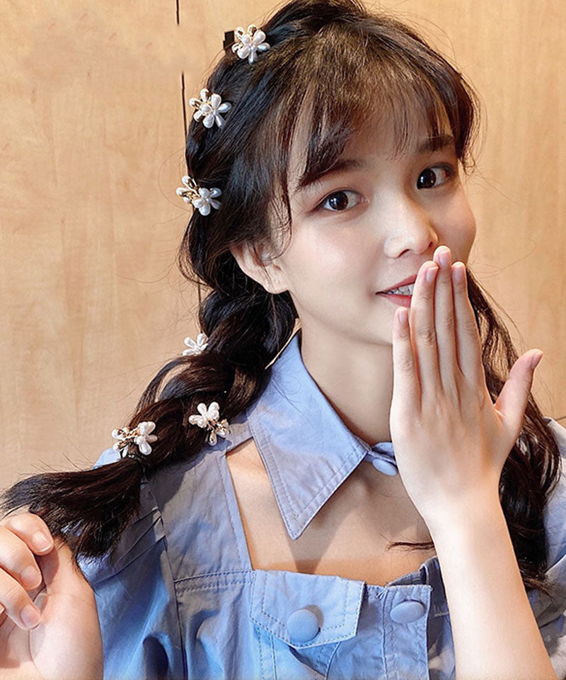 ショッピングゴー shoppinggo ミニヘアクリップ バンスクリップ 花 パール 1個入り ヘア留め ヘアアクセサリー 前髪 かわいい オシャレ 髪飾り