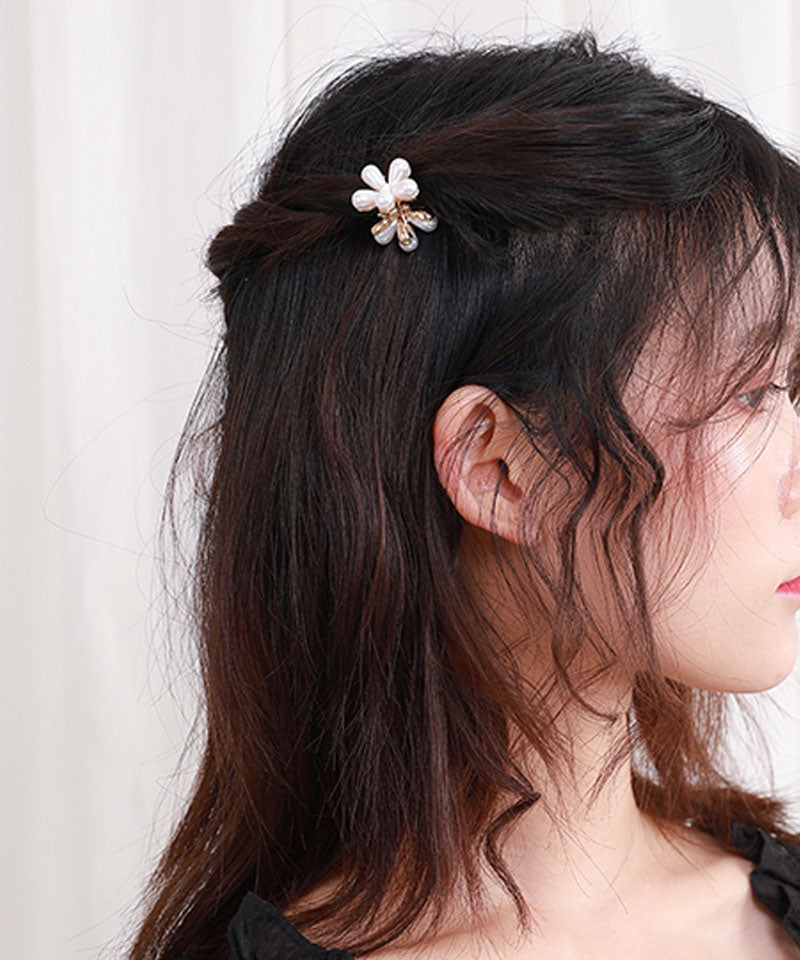 ショッピングゴー shoppinggo ミニヘアクリップ バンスクリップ 花 パール 1個入り ヘア留め ヘアアクセサリー 前髪 かわいい オシャレ 髪飾り