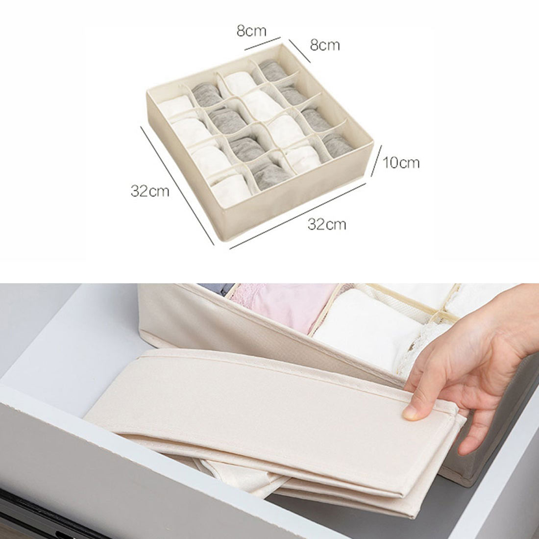 Shoppinggo Underwear storage 16 compartments Socks Storage case Foldable Clothing storage Drawer With compartments Partition storage Innerwear storage