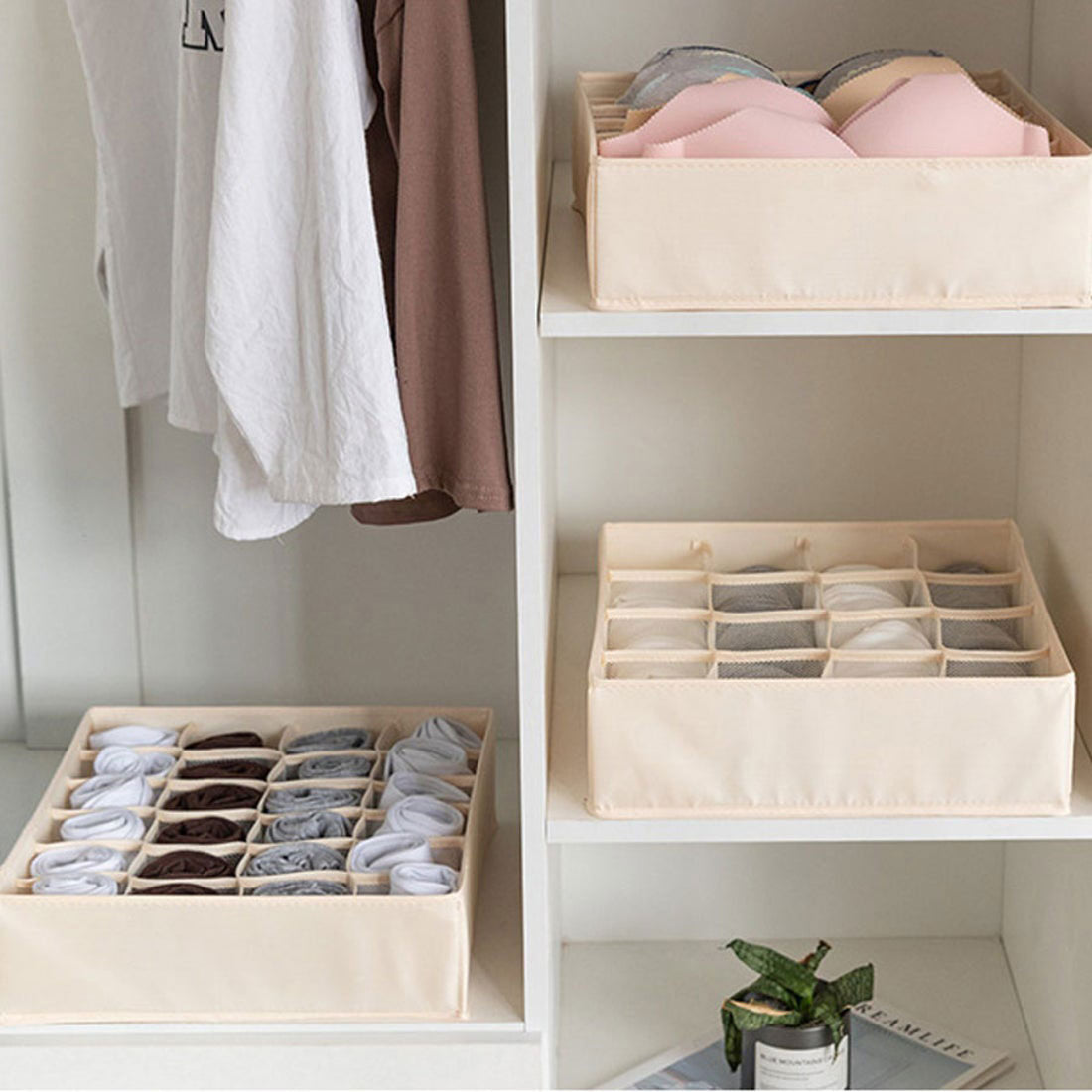 Shoppinggo Underwear storage 16 compartments Socks Storage case Foldable Clothing storage Drawer With compartments Partition storage Innerwear storage