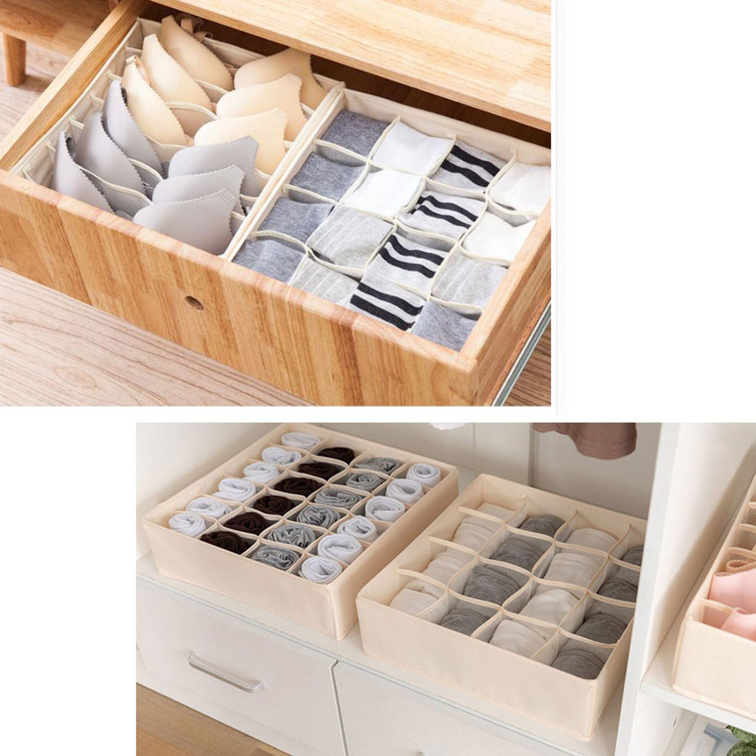 Shoppinggo Underwear storage 16 compartments Socks Storage case Foldable Clothing storage Drawer With compartments Partition storage Innerwear storage