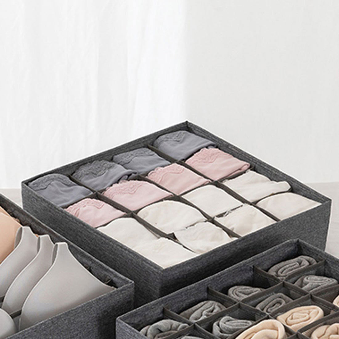 Shoppinggo Underwear storage 16 compartments Socks Storage case Foldable Clothing storage Drawer With compartments Partition storage Innerwear storage