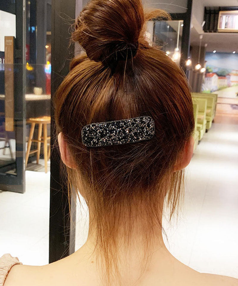 ショッピングゴー shoppinggo キラキラヘアピン ヘアピン ヘアアクセサリー 髪飾り ヘア留め 前髪 サイド髪 小物 おしゃれ お洒落 かわいい 上品 パーティー飾り,Aブラック