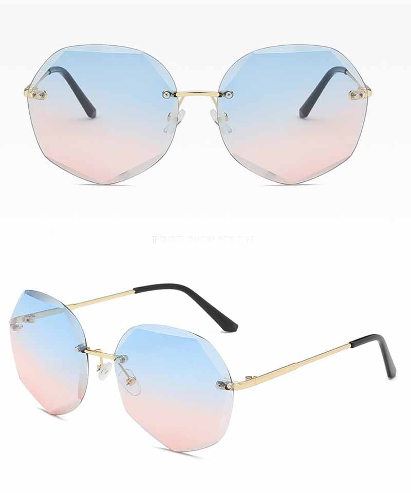 ショッピングゴー shoppinggo サングラス フレームレス UVカット UV対策 眼鏡 メガネ 小顔効果 紫外線対策 運転用 大きめ 紫外線カット スポーツ 軽量,ブルーピンク
