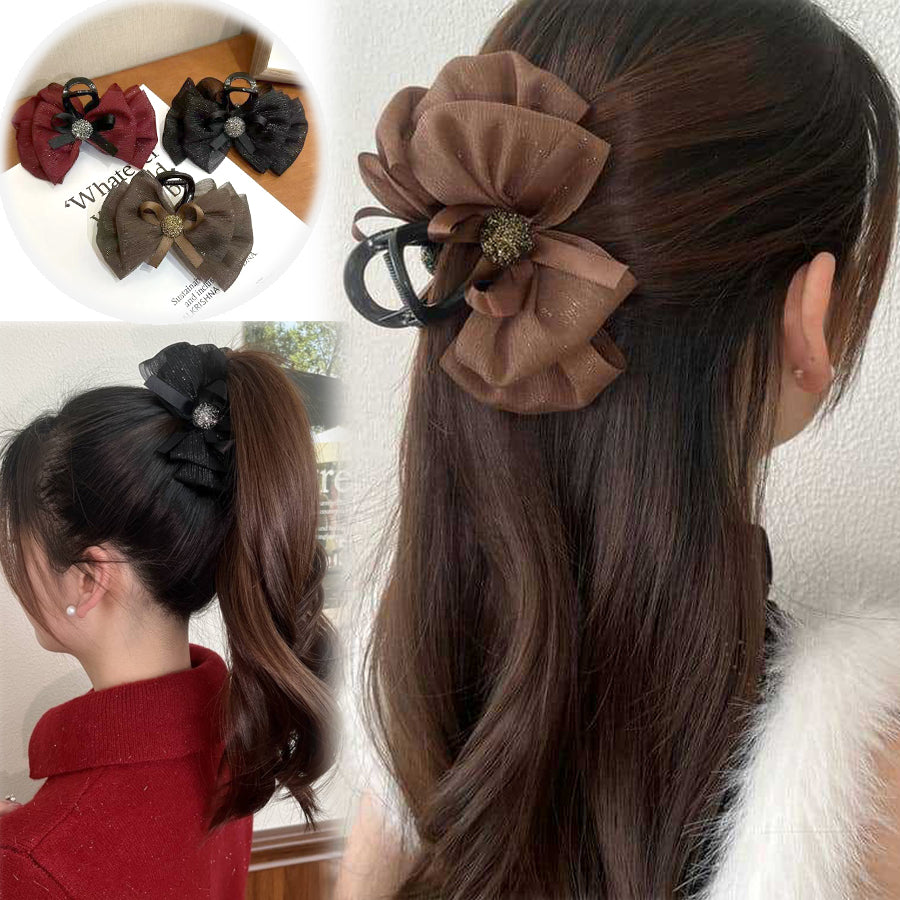 ショッピングゴー shoppinggo リボンバレッタ 大きい リボンヘアアクセサリー 清楚 ガーリー エレガント ヘアピン ビックリボン ヘアバレッタ かわいい