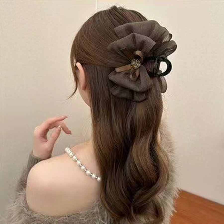 ショッピングゴー shoppinggo リボンバレッタ 大きい リボンヘアアクセサリー 清楚 ガーリー エレガント ヘアピン ビックリボン ヘアバレッタ かわいい