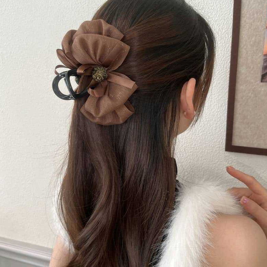 ショッピングゴー shoppinggo リボンバレッタ 大きい リボンヘアアクセサリー 清楚 ガーリー エレガント ヘアピン ビックリボン ヘアバレッタ かわいい