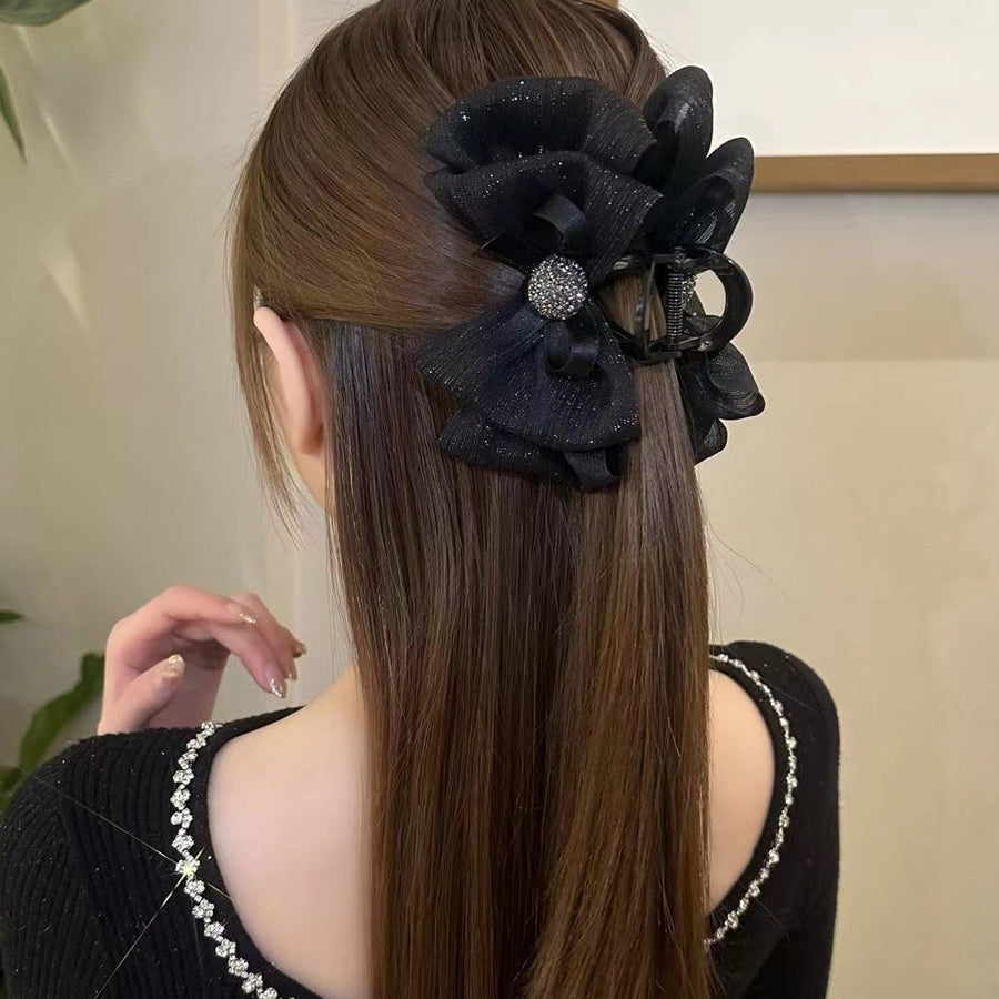 ショッピングゴー shoppinggo リボンバレッタ 大きい リボンヘアアクセサリー 清楚 ガーリー エレガント ヘアピン ビックリボン ヘアバレッタ かわいい
