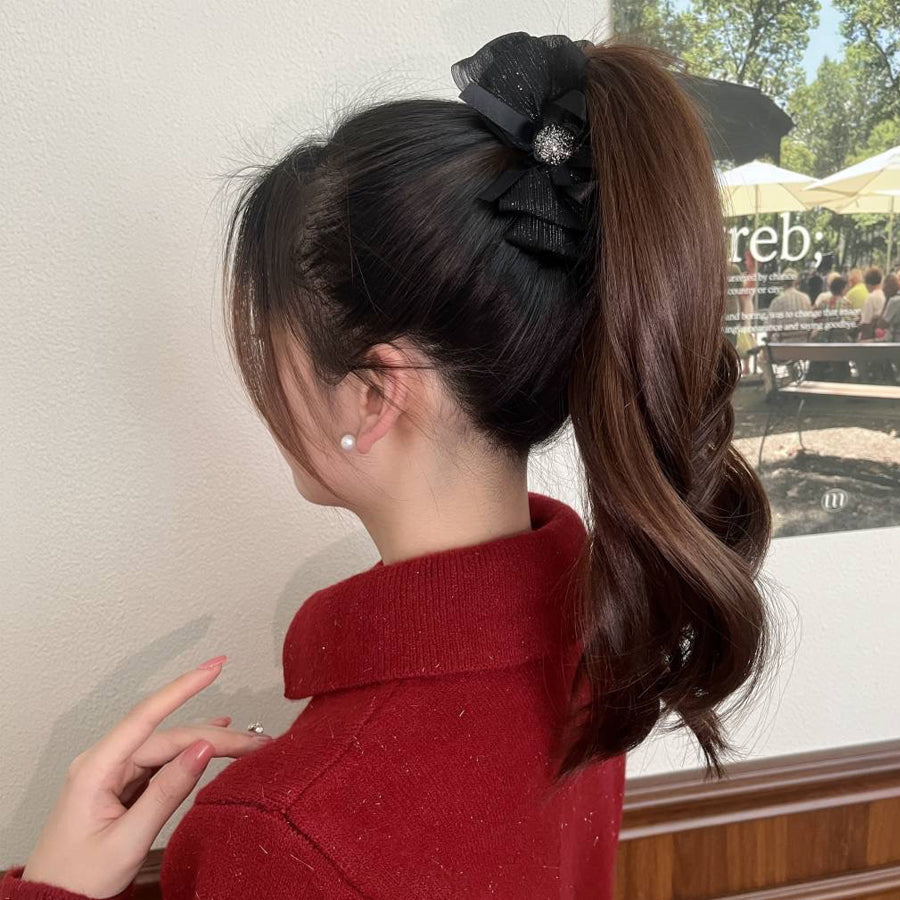 ショッピングゴー shoppinggo リボンバレッタ 大きい リボンヘアアクセサリー 清楚 ガーリー エレガント ヘアピン ビックリボン ヘアバレッタ かわいい