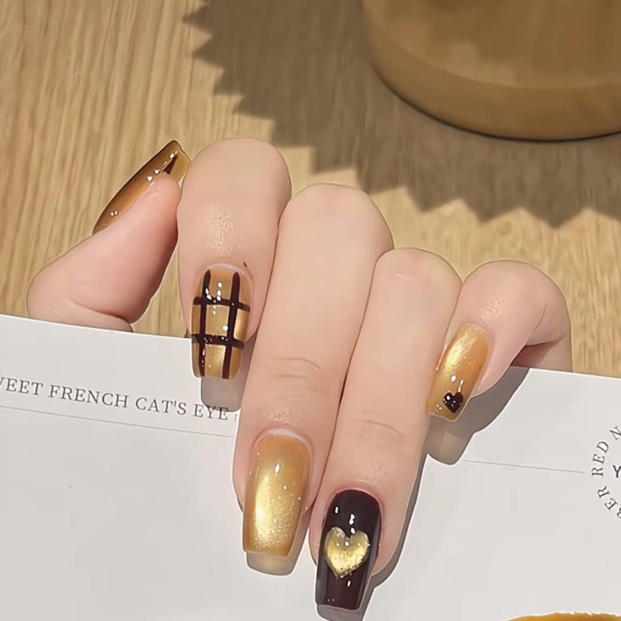 ショッピングゴー shoppinggo ネイルチップ ショート きらきら ハート ワインレッド ゴールド つけ爪 ネイルアート アートチップ デコチップ オーバル ウエディン 【返品不可商品】