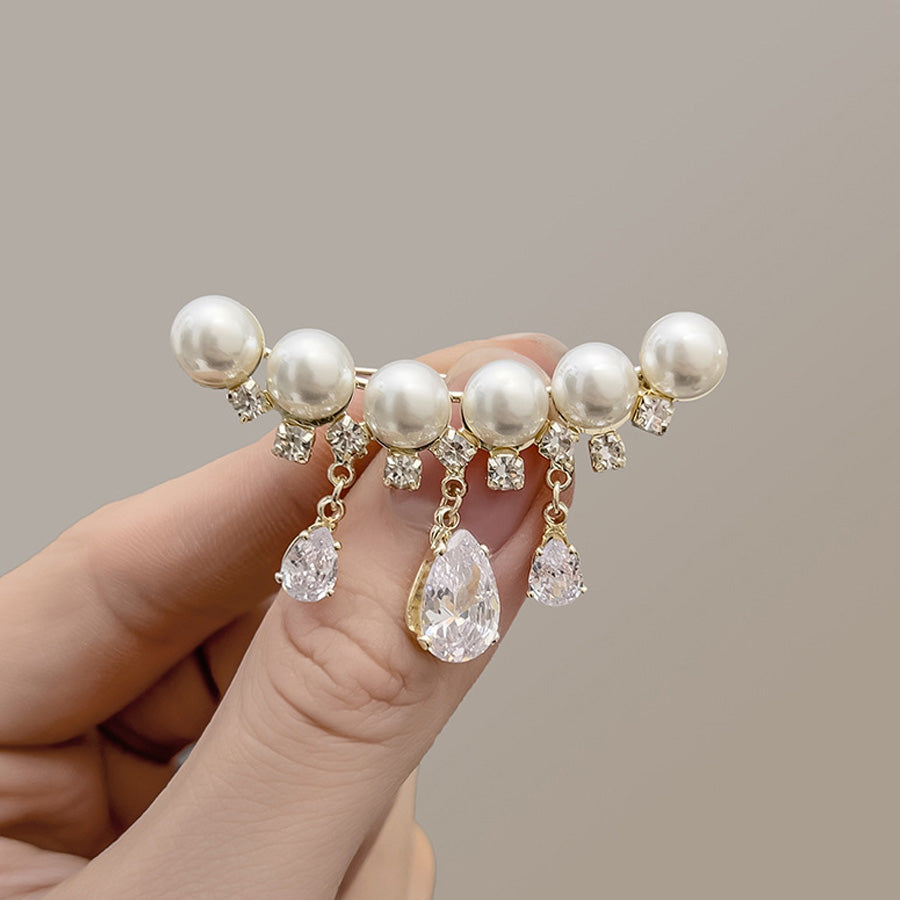 Shoppinggo Brooch Pearl 1 piece Quilt Pin Stole Pin Scarf Fastener Safety Pin Circle Pearl One Point Muffler Stole Simple