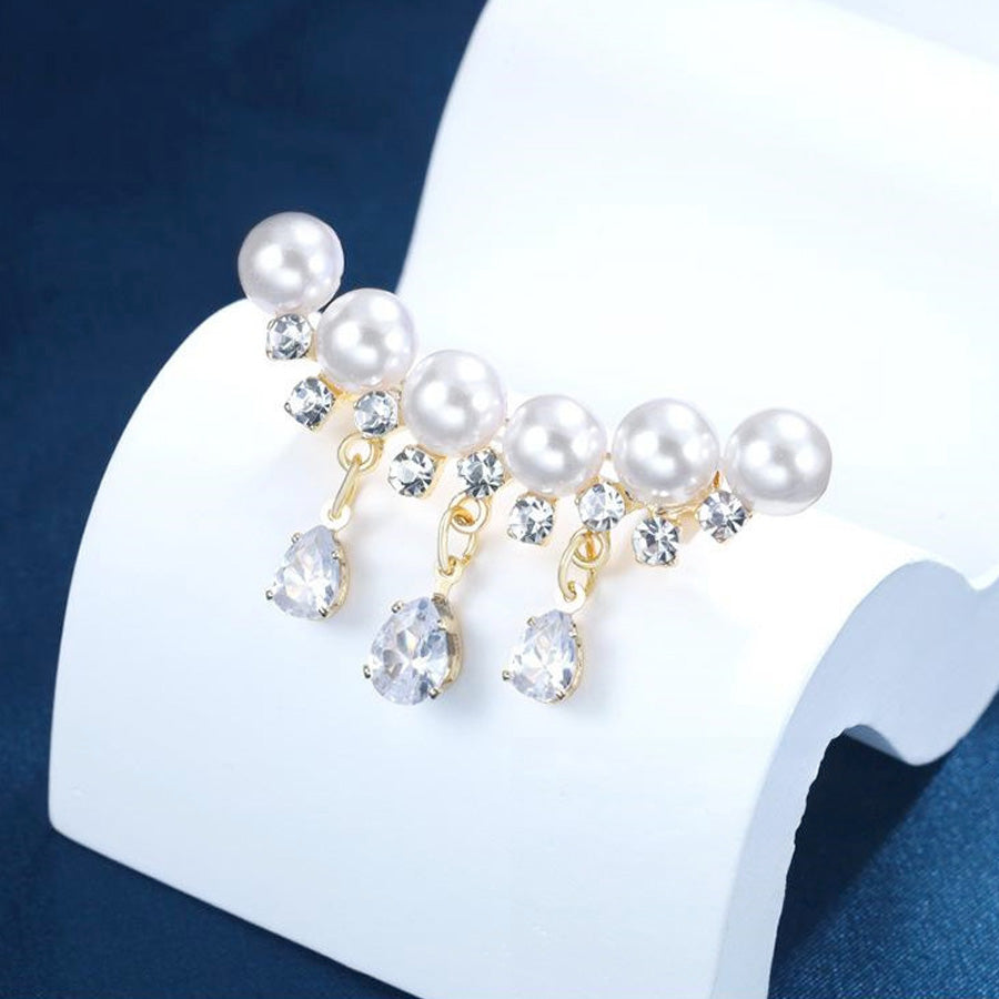 Shoppinggo Brooch Pearl 1 piece Quilt Pin Stole Pin Scarf Fastener Safety Pin Circle Pearl One Point Muffler Stole Simple
